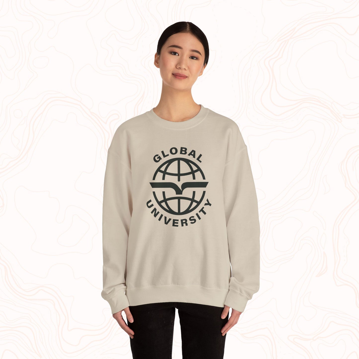 Global University Crewneck Sweatshirt — College Logo Pullover