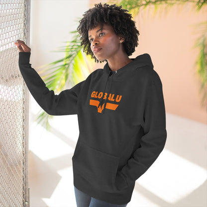 Global U Fleece Hoodie — Retro Orange Logo Pullover