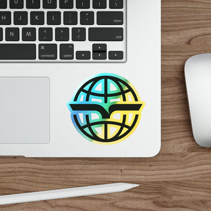 Holographic Globe Die-Cut Sticker — Iridescent Skateboard Logo Sticker