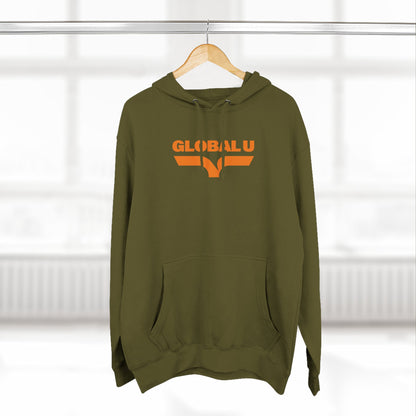 Global U Fleece Hoodie — Retro Orange Logo Pullover