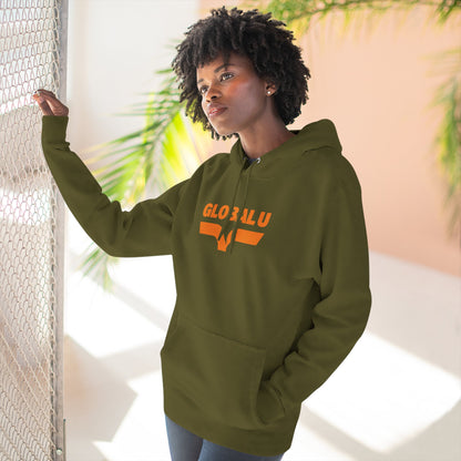 Global U Fleece Hoodie — Retro Orange Logo Pullover