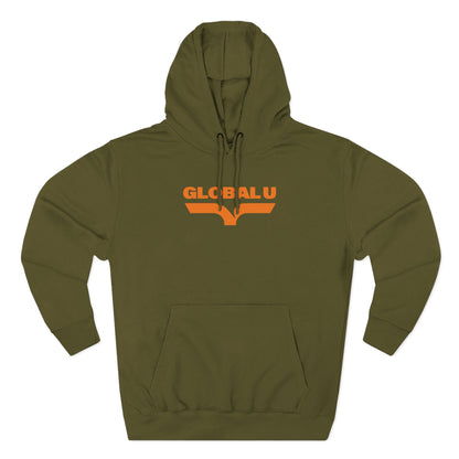Global U Fleece Hoodie — Retro Orange Logo Pullover