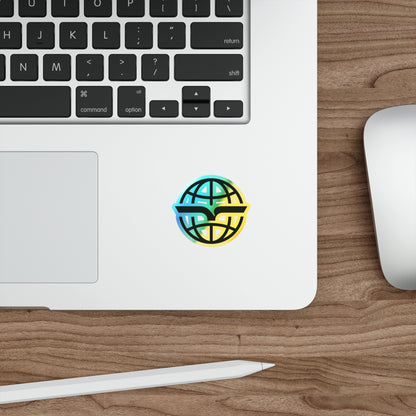 Holographic Globe Die-Cut Sticker — Iridescent Skateboard Logo Sticker