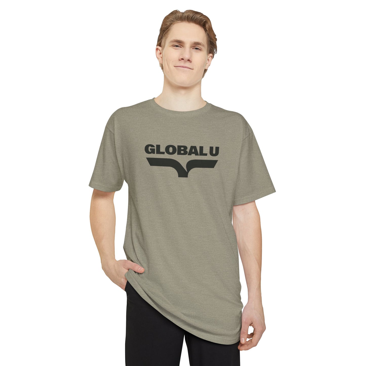 GLOBALU Logo Longline Tee — Minimal Urban Graphic T-Shirt