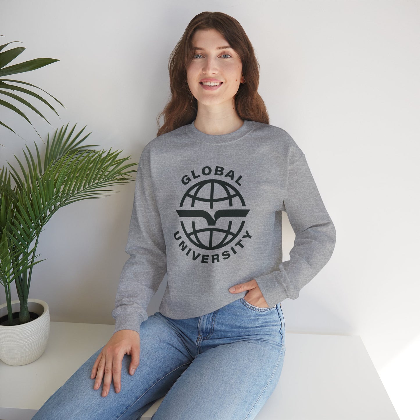 Global University Crewneck Sweatshirt — College Logo Pullover