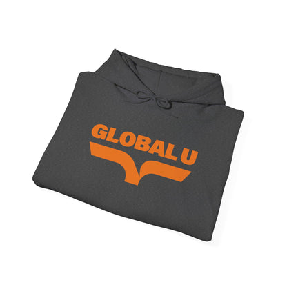 Global U Logo Hoodie — Retro Orange College-Style Pullover