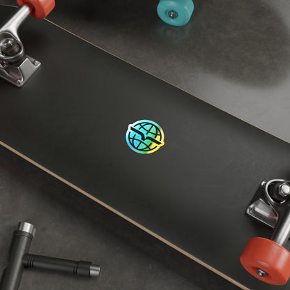 Holographic Globe Die-Cut Sticker — Iridescent Skateboard Logo Sticker