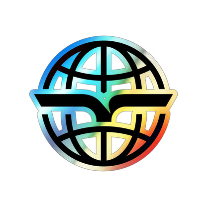 Holographic Globe Die-Cut Sticker — Iridescent Skateboard Logo Sticker