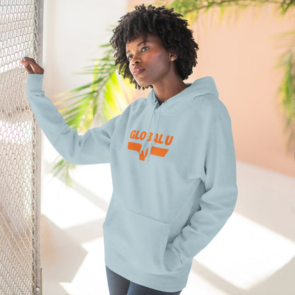 Global U Fleece Hoodie — Retro Orange Logo Pullover