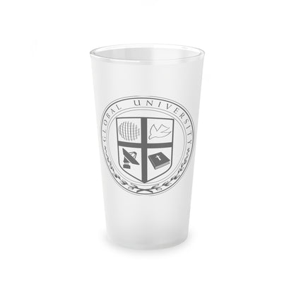 Global University Seal Frosted Glass, 16oz