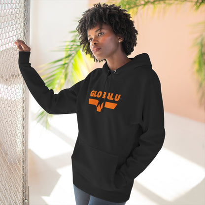 Global U Fleece Hoodie — Retro Orange Logo Pullover